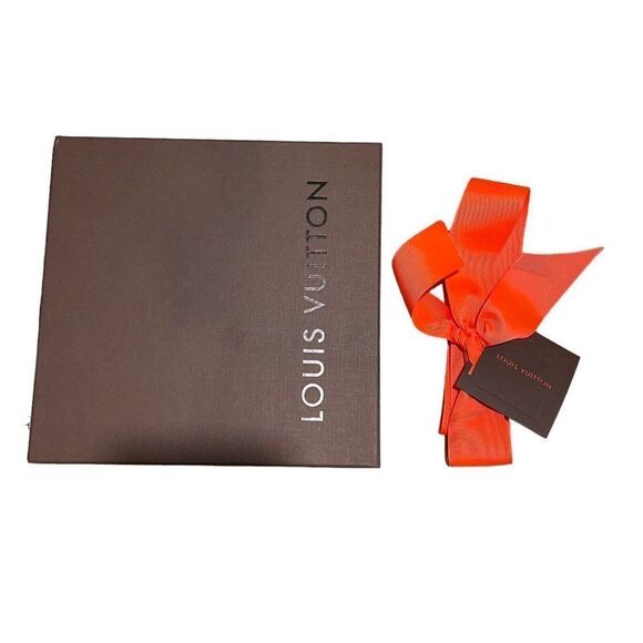Louis Vuitton Empty Brown Box With Red Ribbon 9x9.5x4.5 Gift Set Card Present - Picture 3 of 10